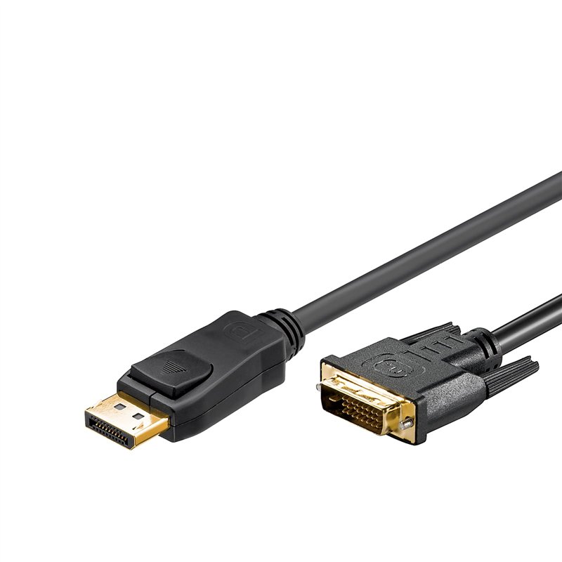 Goobay 51961 Câble Adaptateur DisplayPort/DVI-D 1.2, Doré, Noir, 2m Longueur de Câble