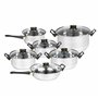 Hi Ensemble d'Ustensiles de Cuisine 12 pcs Ensemble de Casseroles Poêle Marmite avec Couvercle Cocottes Ensemble de Pot Maison A
