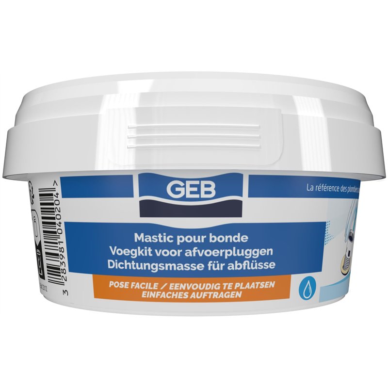 GEB Mastic d'étanchéité pour bonde de lavabo, évier, Baignoire, Douche ou pour Emboitement de tuyaux - Pot 200g - Beige