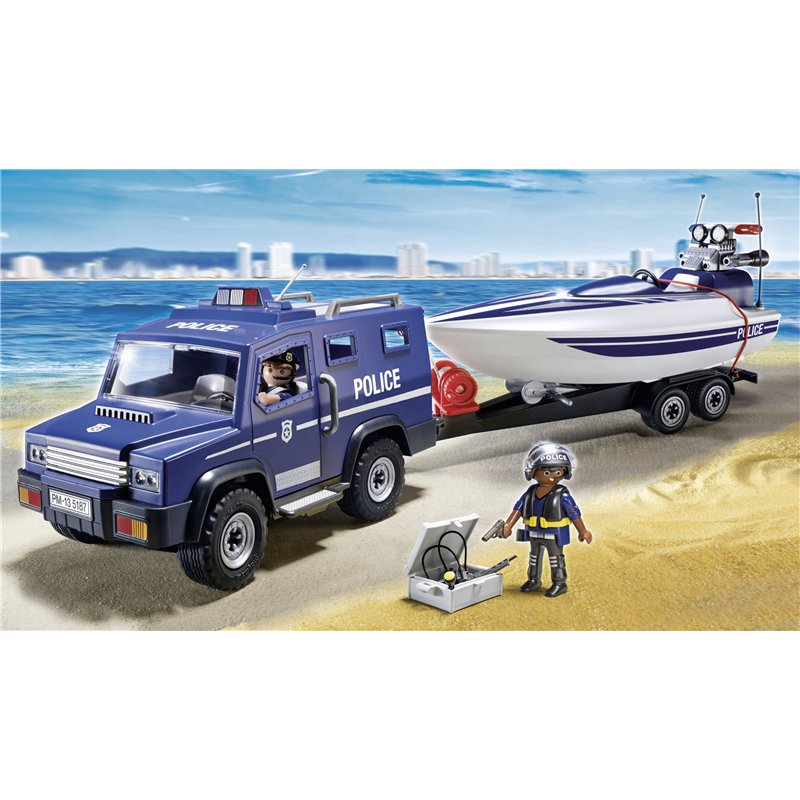 Image secondaire de Playmobil - 5187 - Figurine - Fourgon Et Vedette De Police