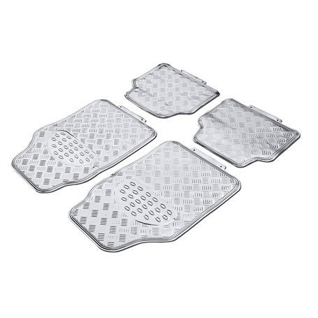 CARLINEA 4 Tapis Auto PVC aluminisé chrome 2 avant 2 arrière universels