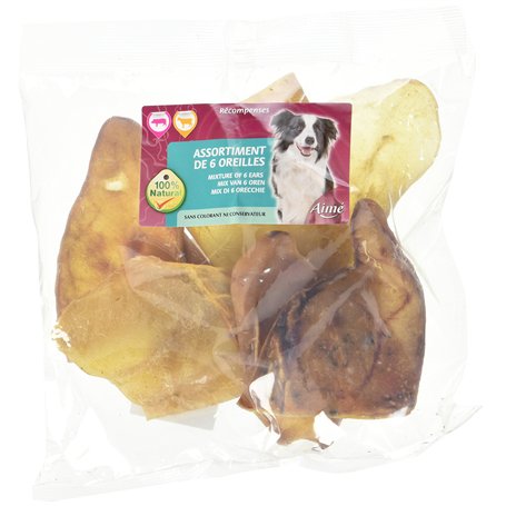 AIME Oreilles de Porc et Boeuf pour Chien - Assortiment Friandise pour Chien