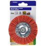 TIVOLY XT20222000778 - Cepillo CIRCULAR para taladro, hilos nylon rojo, decapado de madera diametro 100 mm grano 80