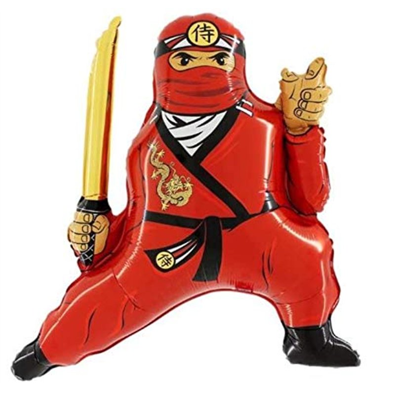 Grabo Ballon gonflable Ninja rouge, environ 60 x 70 cm