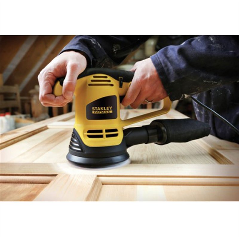 Image secondaire de Stanley FATMAX Ponceuse Excentrique 480W 125Mm Vitesse Variable Poignée Avant Revêtement Grip Verrouillage de l'Interrupteur Ave