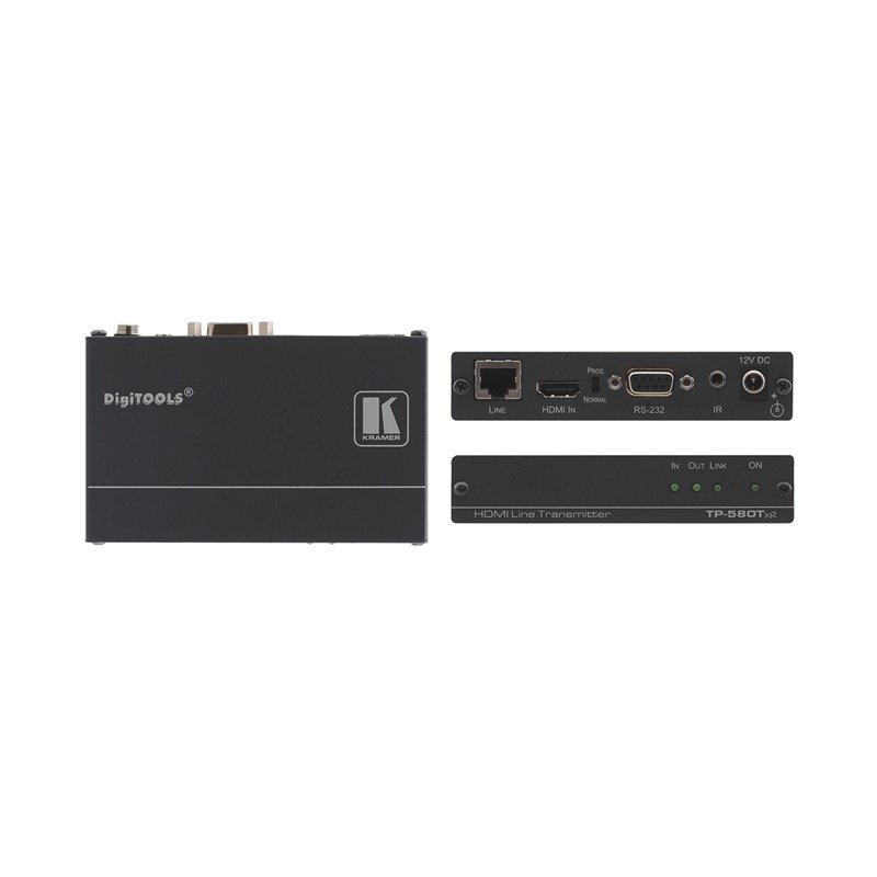 Kramer Electronics TP-580TXR Extenseur Audio/vidéo AV transmetteur Noir AV Transmetteur 3840 x 2160 Pixels, Cat6, 130 m, Multica