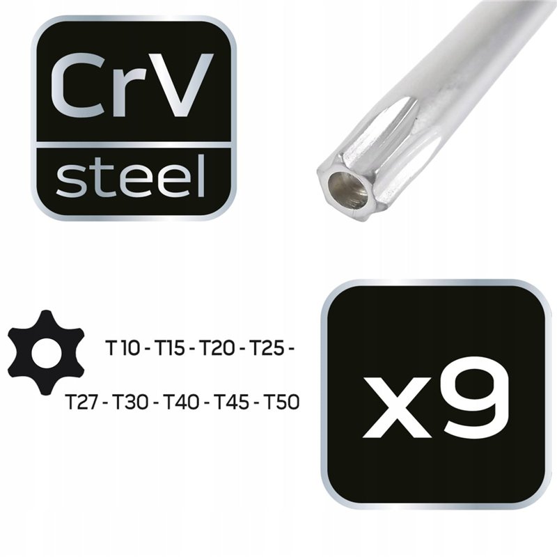 Image secondaire de Yato Lot de 9 clés Allen/clés Torx T10-T50