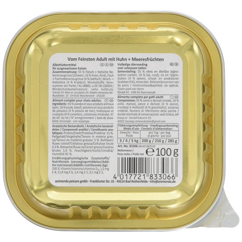 Image secondaire de Animonda vom feinsten Nourriture Humide pour Chat Adulte - avec Poulet + Fruits de mer - 32 x 100 g - Nourriture pour Chat - Nou