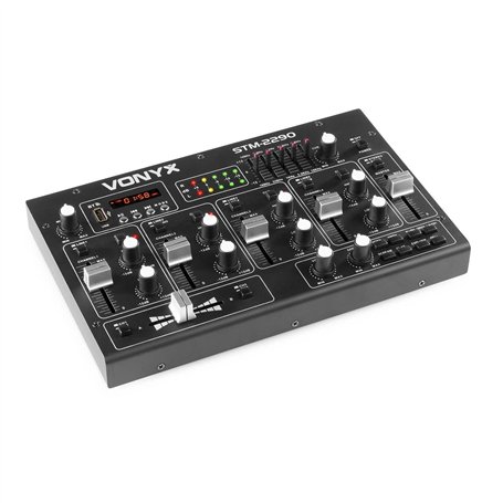 Vonyx STM2290 Table de Mixage DJ 8 Canaux, Entrée USB, Bluetooth, 8 Effets sons Individuels, Equalizer 5 Bandes, Entrée Micro et