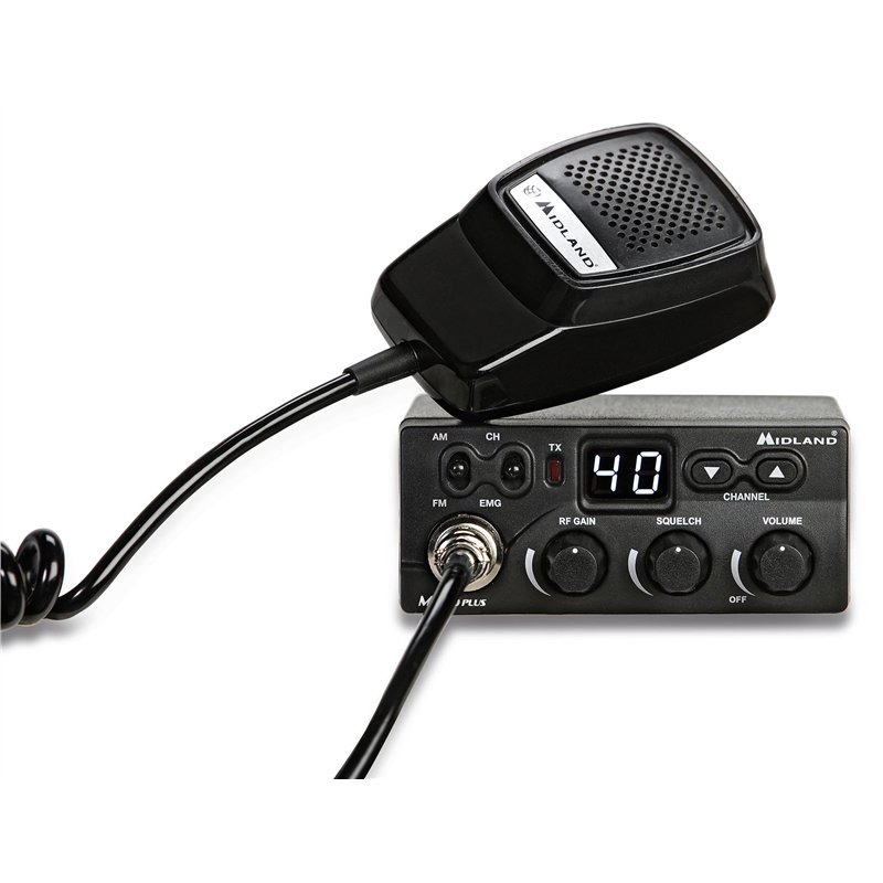 Midland M Zero Plus CB Radio Émetteur-Récepteur pour Véhicule 40 canaux AM/FM, avec Microphone 4 Pin, 2 Bandes, Squelch et Contr