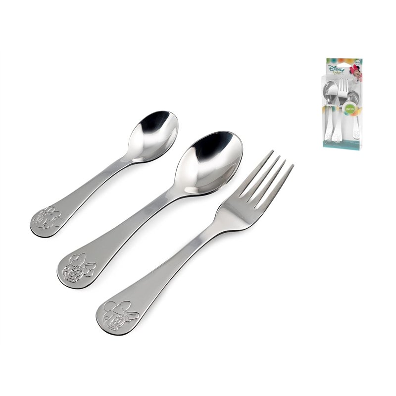 Lulabi Disney Minnie Lot de 3 couverts en acier inoxydable, gris