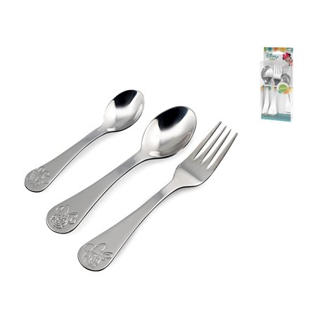 Lulabi Disney Minnie Lot de 3 couverts en acier inoxydable, gris