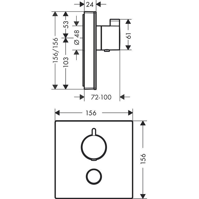 Image secondaire de hansgrohe ShowerSelect Glas Set de finition en verre pour mitigeur thermostatique encastré haut débit avec une sortie permanente