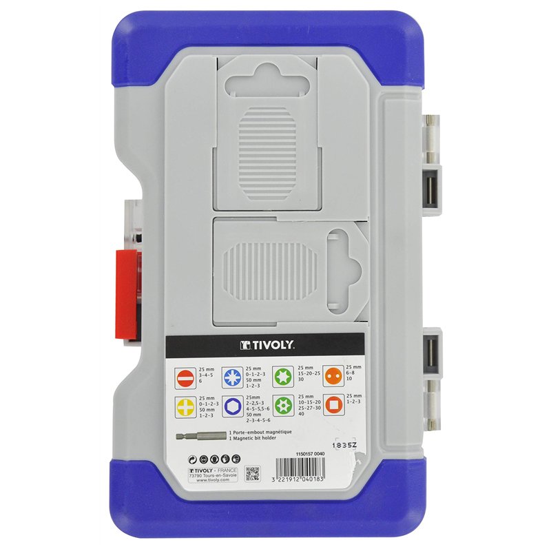 Image secondaire de Tivoly 11501570040 Coffret d'Embouts de Vissage , Gris, 25/50mm, Set de 54 Pièces