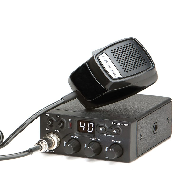 Midland M Zero Plus CB Radio Émetteur-Récepteur pour Véhicule 40 canaux AM/FM, avec Microphone 4 Pin, 2 Bandes, Squelch et Contr
