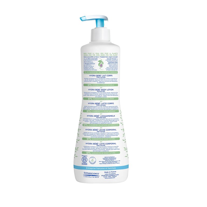 Image secondaire de Mustela Hydra Lait Bébé à la Perséose d'Avocat BIO & Vitamine E – Lait Corps 97% naturel, hydrate et adoucit la peau – Bébé, Enf