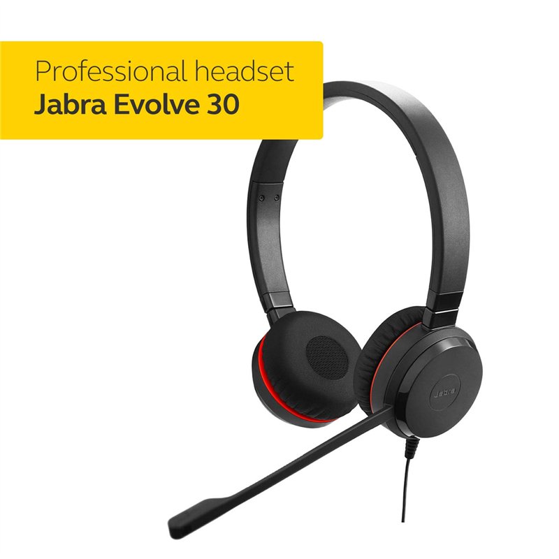 Image secondaire de Jabra Evolve 30 UC Stereo Headset - Casque de communications unifiées pour téléphone logiciel VoIP avec annulation passive du br