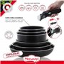 MENASTYL - set de 8 pièces – 3 poêles 20/24/28 cm + 3 casseroles 16/18/20 cm + 2 poignées amovibles sécurisées - 6020438