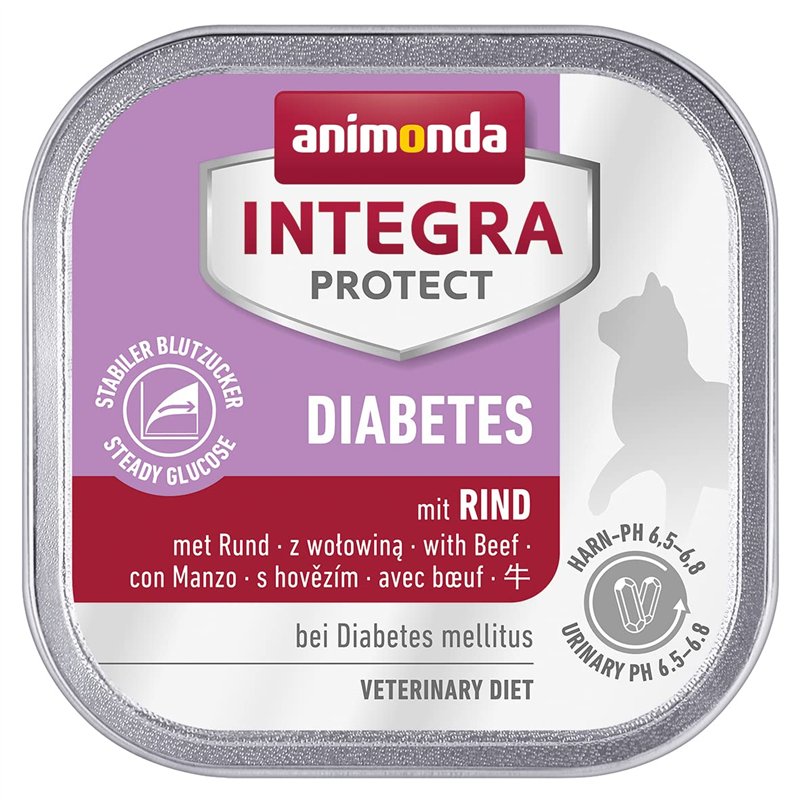 Integra Protect Diabetes d’animonda pour chat, nourriture de régime pour chat, nourriture humide en cas de diabète, au bœuf, 16 