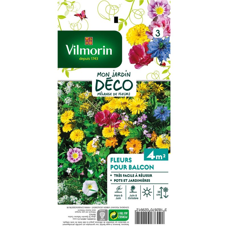 Vilmorin 5860442 Fleur annuelle pour Balcons Multicolore 9 x 0.5 x 16 cm