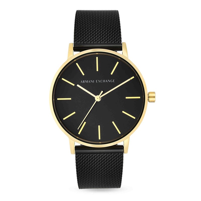 Armani Exchange Montre pour femme , mouvement à trois aiguilles, boîtier en acier inoxydable doré de 36 mm avec bracelet en acier
