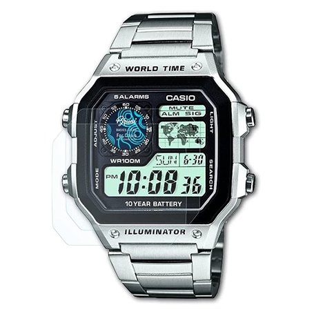 Bruni Protecteur d'écran compatible avec Casio AE-1200WHD-1AVEF Film Protecteur, cristal clair Écran protecteur (2X)