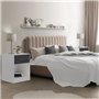 IDMarket - Lot de 2 Tables de Chevet Olga 1 tiroir avec Niche Bois Blanc et tiroir Gris