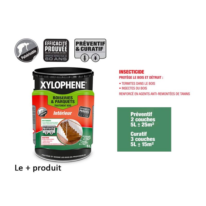 Image secondaire de XYLOPHENE - Traitement Bois et Parquet Intérieur - Préparation du bois - Traitement Préventif et Curatif pour les Boiseries et P