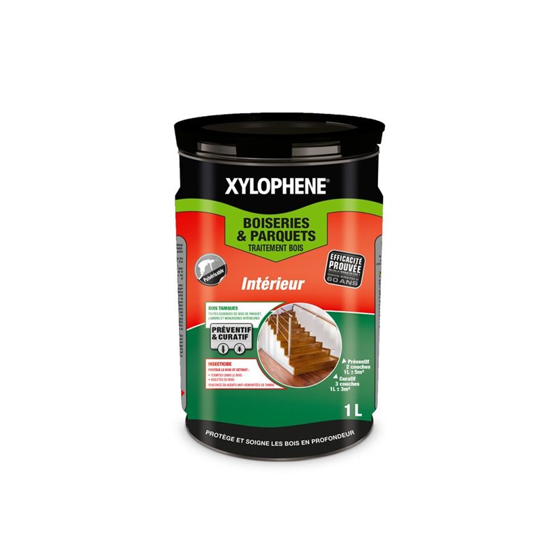 XYLOPHENE - Traitement Bois et Parquet Intérieur - Préparation du bois - Traitement Préventif et Curatif pour les Boiseries et P