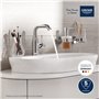 GROHE Robinet lavabo de salle de bains Essence, mitigeur monocommande sans tirette de vidage, vidage clic clac inclus, installat