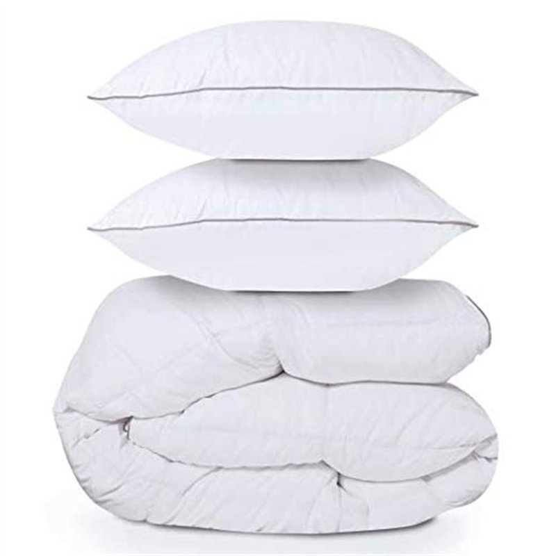IDMarket - Couette 220x240 CM AELA en Plume d'oie Anti acarien 500 GR + 2 oreillers