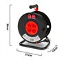 Velamp REEL-FR-40 Rallonge Prolongateur électrique 40 m avec enrouleur 4 Prises 16 A section 3G1,5 mm² + coupe-circuit. Noir et 