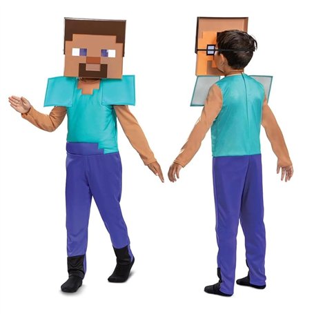 Minecraft | Déguisement Steve | Taille S (4-6 Ans) | Costume + Masque 2D | Licence Officielle Mojang | Confort | Pour Haloween e