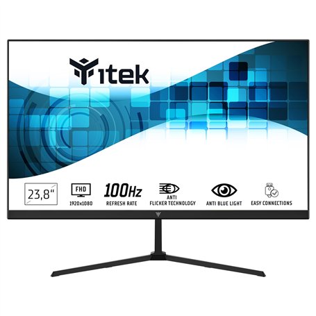 iTek Moniteur GWF - 23,8" Plat, FHD 1920 x 1080, VA, 100 Hz, 16:9, 5 ms, HDMI, VGA, Haut-Parleur, LBL, Fin, sans Cadre