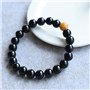 SHOP-STORY - Bracelet en Perles Naturelles Onyx Noir et Une Perle Pailletée - Bijou pour Homme et Femme