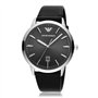 Emporio Armani Montre pour homme, mouvement date à trois aiguilles, boîtier en acier inoxydable argenté de 43 mm avec bracelet e