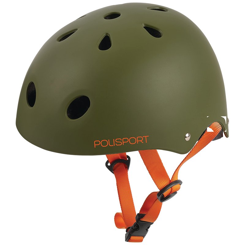 Polisport Junior Helmet Urban Radical-TAG (53/55) Casque Unisex-Adult, Vert Mat/Orange, S