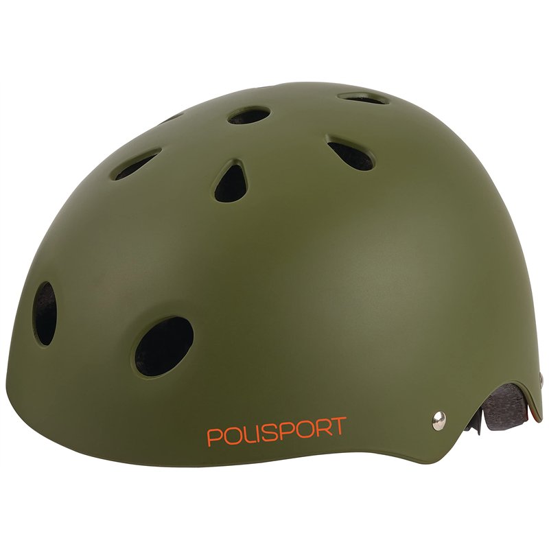 Image secondaire de Polisport Junior Helmet Urban Radical-TAG (53/55) Casque Unisex-Adult, Vert Mat/Orange, S