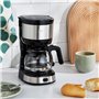 SEVERIN Cafetière filtre, 750W, Jusqu'à 4 tasses, filtre permanent lavable, porte filtre amovible, Plaque chauffante, Inox/Noir,