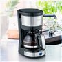 SEVERIN Cafetière filtre, 750W, Jusqu'à 4 tasses, filtre permanent lavable, porte filtre amovible, Plaque chauffante, Inox/Noir,