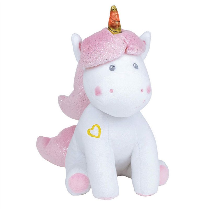 JEMINI 023755 Licorne Peluche +/- 24 cm Musicale et Lumineuse, Blanc Rose