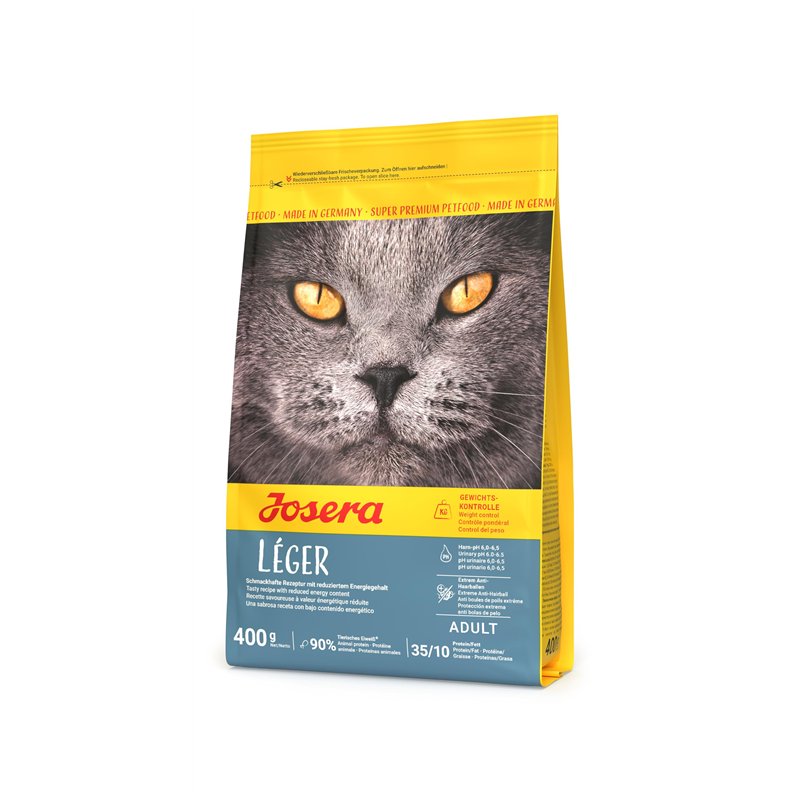 JOSERA Léger 400 g | Croquettes pour chat en surpoids ou stérilisé | Faible teneur en matières grasses | Aliment Super Premium p