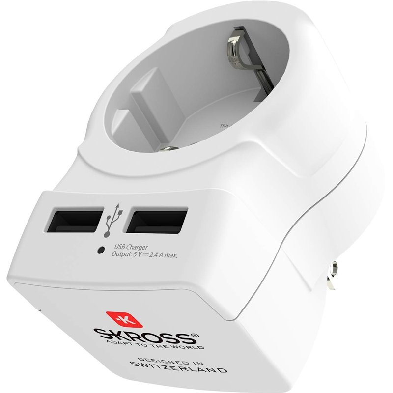 SKROSS - 1.500281 | Europe to USA USB | Adaptateur de Voyage Europe vers USA, 2 USB 5V/2.4A - Tension et Puissance 100V - 1500 W
