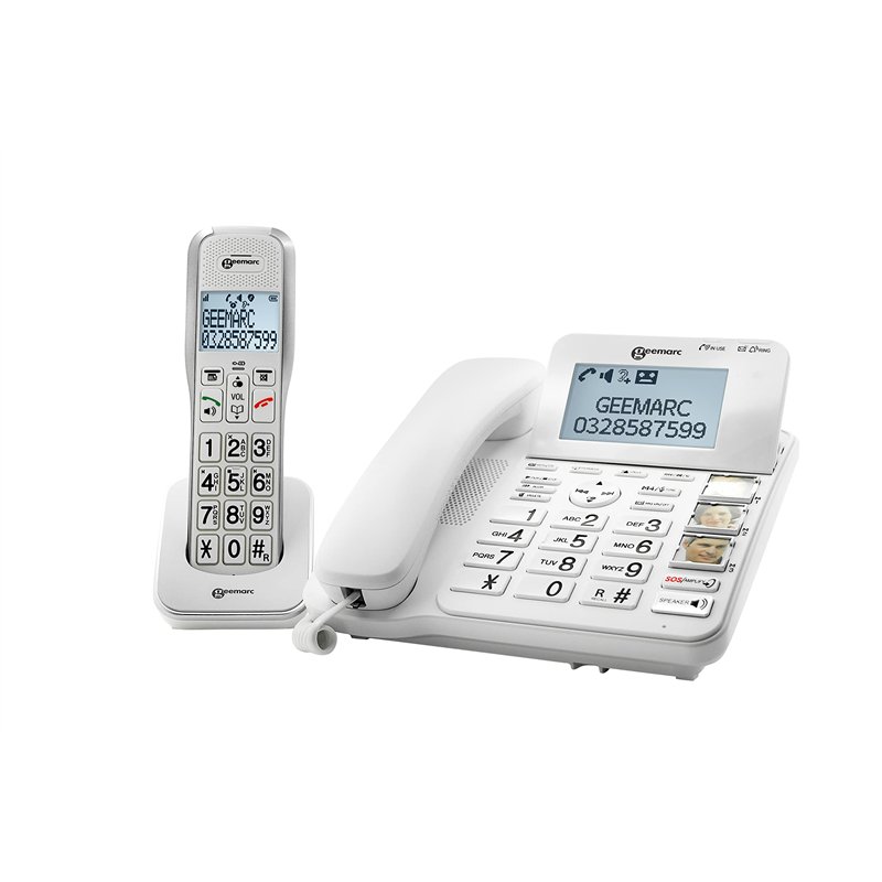 Image secondaire de Geemarc Amplidect 595 Combi - Téléphone Filaire Amplifié et Son Combiné Additionnel avec Répondeur, Gros Boutons et Fonction SOS