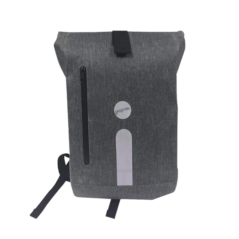 yeep.me B.140 Sac à Dos 100% étanche Gris chiné 500 Deniers avec Bande réfléchissante + Pochette Ordinateur 15'' Amovible Inclus