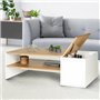 IDMarket - Table Basse Bar contemporaine rectangulaire IZIA avec Coffre Blanc et Plateaux Bois