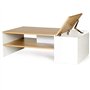 IDMarket - Table Basse Bar contemporaine rectangulaire IZIA avec Coffre Blanc et Plateaux Bois