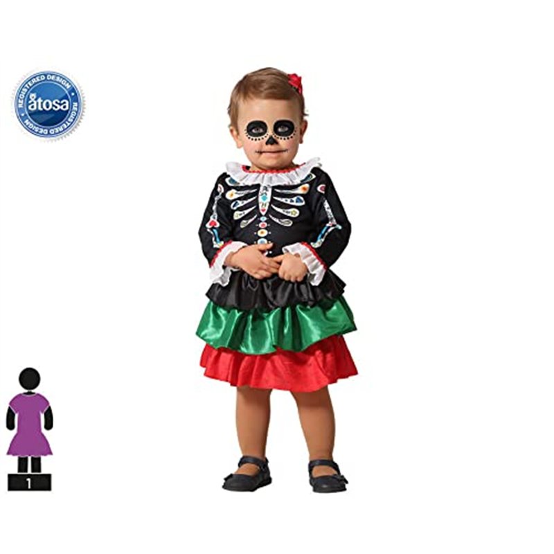 Image secondaire de Atosa Déguisement Squelette Mexicain Costumes, Multicolore, + 24 Mois Mixte bébé