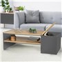 IDMarket - Table Basse Bar contemporaine rectangulaire IZIA avec Coffre Gris et Plateaux Bois