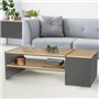 IDMarket - Table Basse Bar contemporaine rectangulaire IZIA avec Coffre Gris et Plateaux Bois